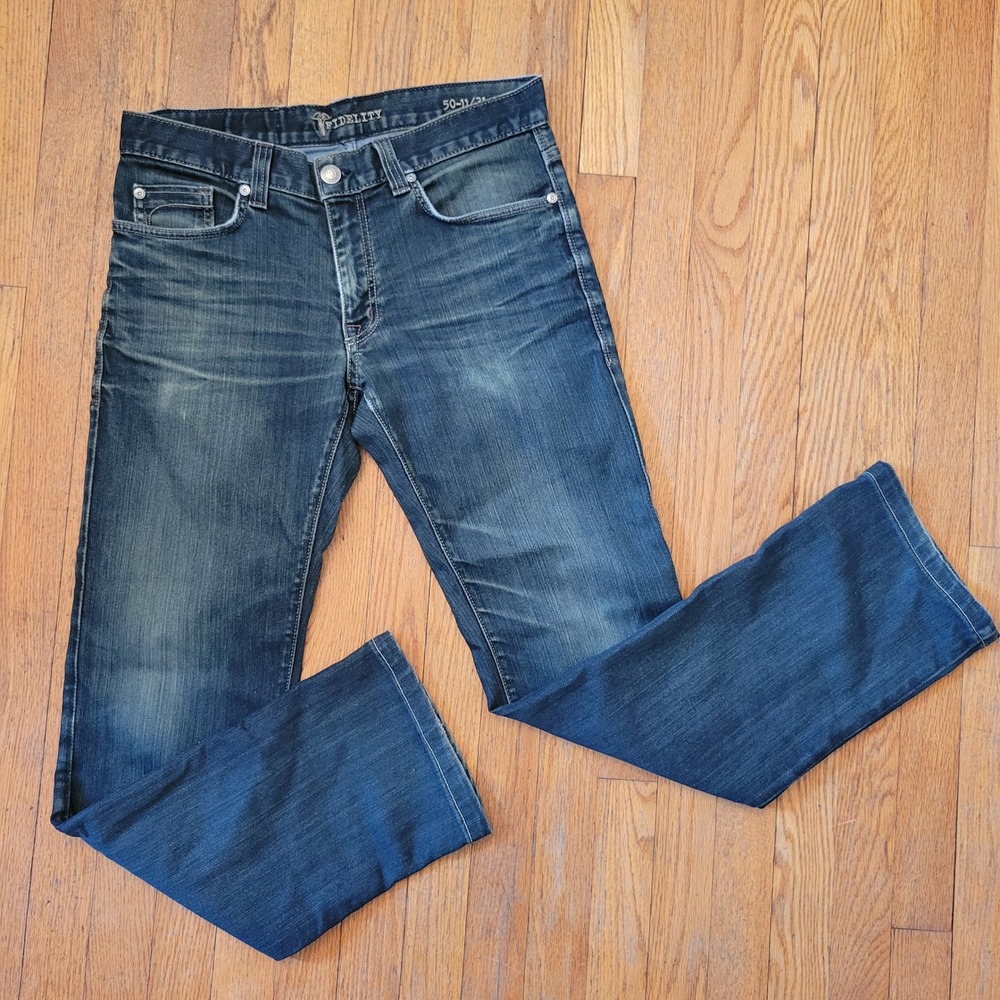 Fidelity 31 Jeans Blue Straight Leg Slim Sabbath Rinse Whiskered M3010 Denim
